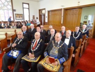 Brothers attending service including the DGM, RW Bro. George O'Leary.