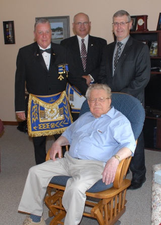 May 25 the brothers of Widow's Son presented Bro. Fred Spencer with his 70year Jewel.